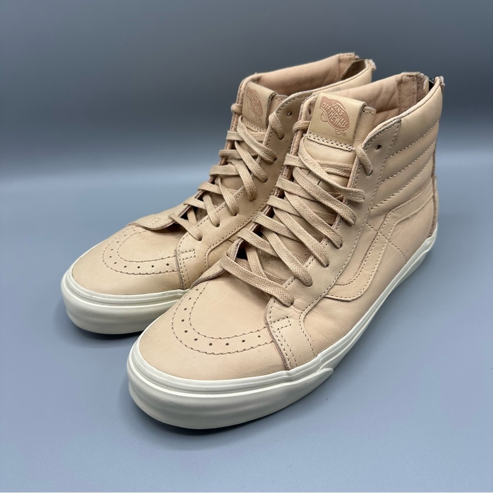 Vans SK8 Hi Reissue Zip Pinkish Beige Tan Leather Men’s 9 Women’s 10.5